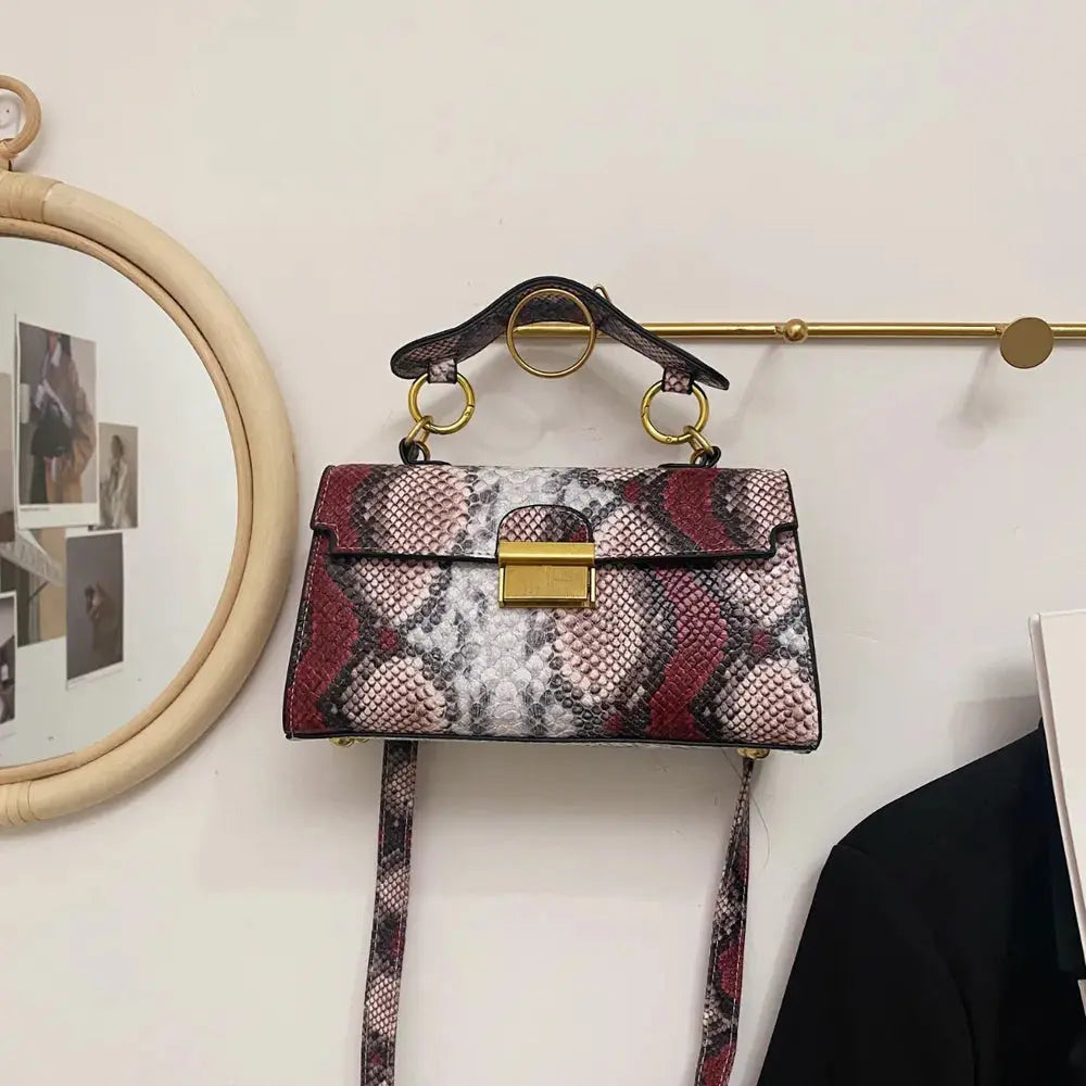 PU Leather Snakeskin Print Crossbody Bag eprolo