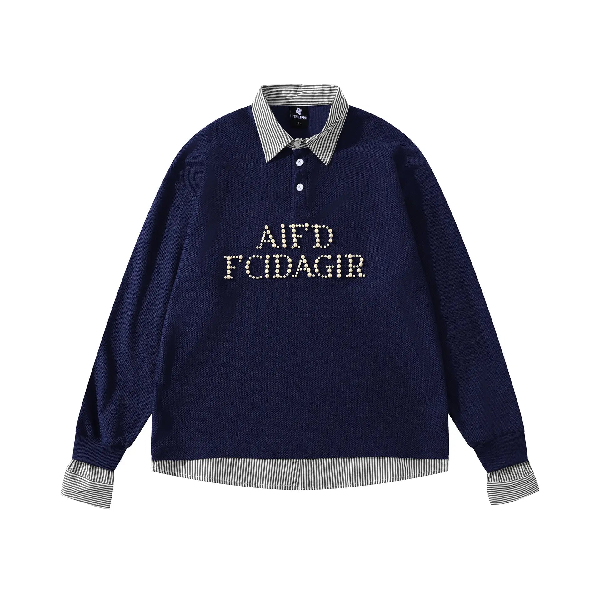 Heavy-duty Rivet Letter Two-piece Polo Shirt for Men and Women, Loose Casual Trendy Personality Couple Top eprolo