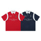 Retro Campus Color Block Short Sleeve Polo Shirt  Grid Breathable eprolo