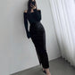 High waisted sexy slit slim half length skirt