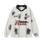 Brush Graffiti Sports Campus Collar Polo Shirt Long Sleeve eprolo