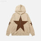 Five cornered star patch embroidered printed hooded sweatshirt with zipper sweatshirt for men eprolo