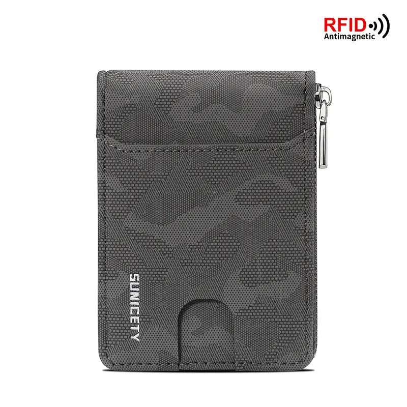 RFID Zipper Large Capacity Certificate Credit Multi Card Man's Organ Card Case PU Camouflage Wallet eprolo