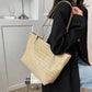 Straw Weave Leather Strap Tote Bag eprolo