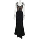 Strap lace patchwork sexy slit dress for women eprolo