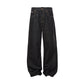 Dark Color Topstitching Straight Loose Commuting Denim Trousers Cleanfit