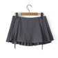 Tie Belt Double Layer Pleated Skirt