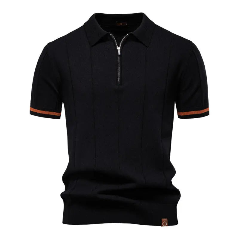 Business Casual Knitted Polo Shirt with Flip Collar Short Sleeve Men's T-Shirt eprolo