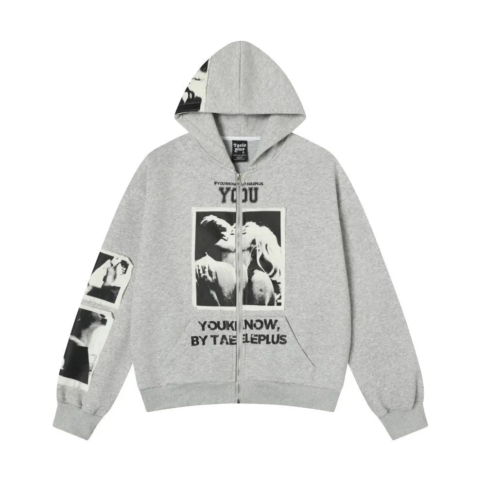 Street Punk Patchwork Printed Cardigan Sweatshirt eprolo