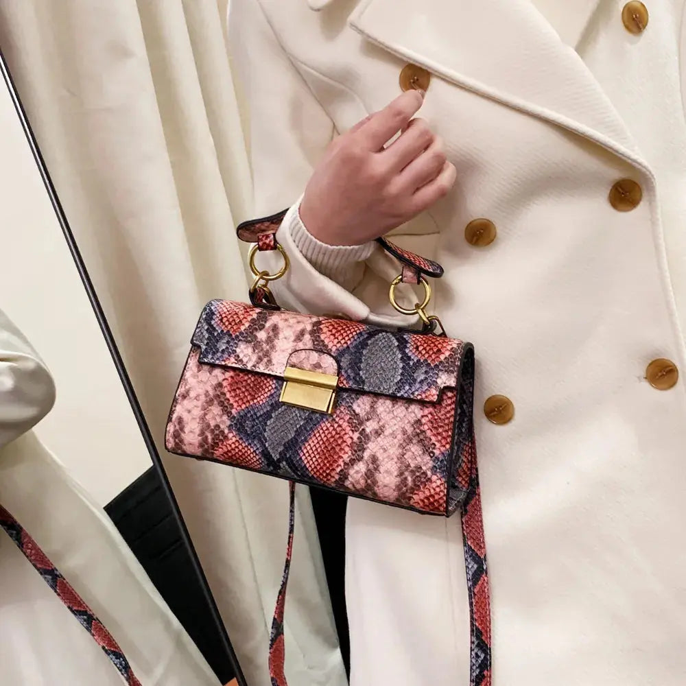 PU Leather Snakeskin Print Crossbody Bag eprolo