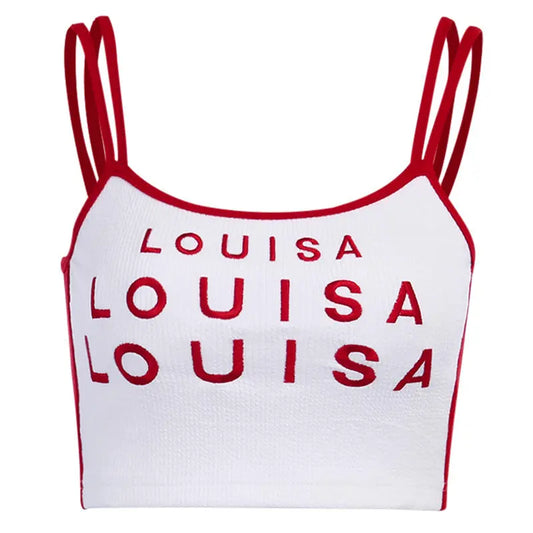 Letter embroidery contrasting color camisole women summer exposed navel sexy eprolo