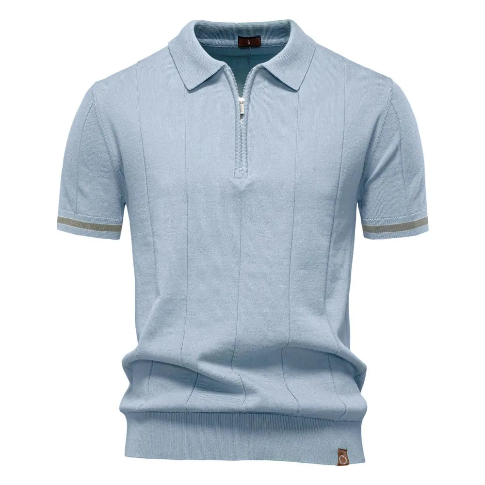 Business Casual Knitted Polo Shirt with Flip Collar Short Sleeve Men's T-Shirt eprolo