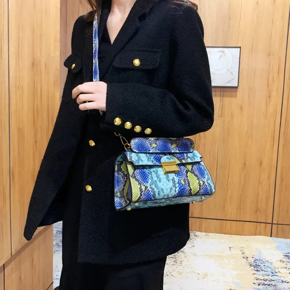 PU Leather Snakeskin Print Crossbody Bag eprolo