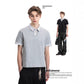 Unique Retro Two-Piece Design Spliced Stripe Polo Collar Layered Short Sleeve Base Shirt
