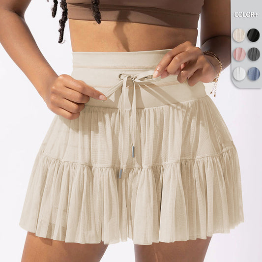 High-Waisted Skirt with Inner Lining and Belt Design for Women