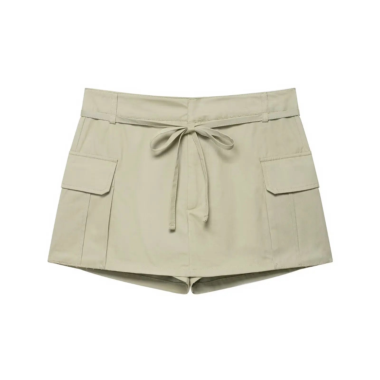 Drawstring tie solid color belt safety pants skirt for women eprolo