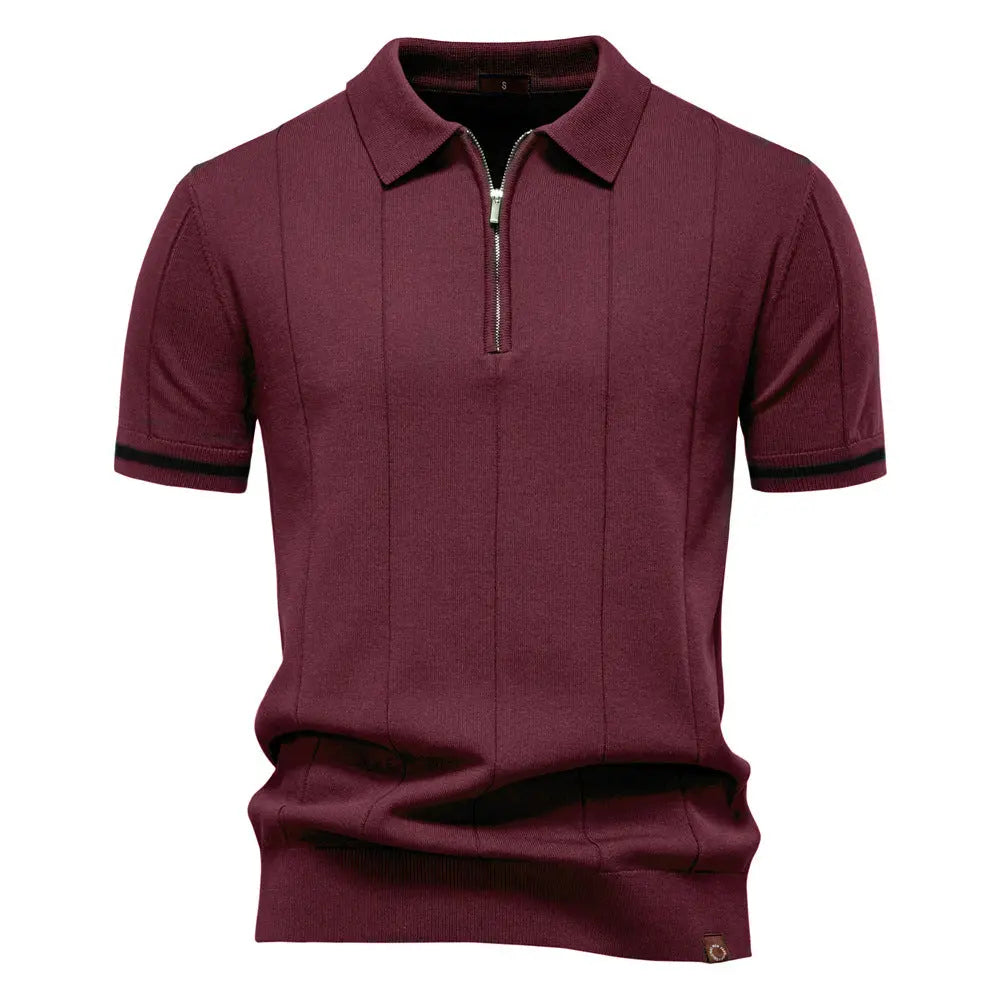 Business Casual Knitted Polo Shirt with Flip Collar Short Sleeve Men's T-Shirt eprolo