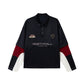 Fake two-piece patchwork badge embroidered polo collar hoodie