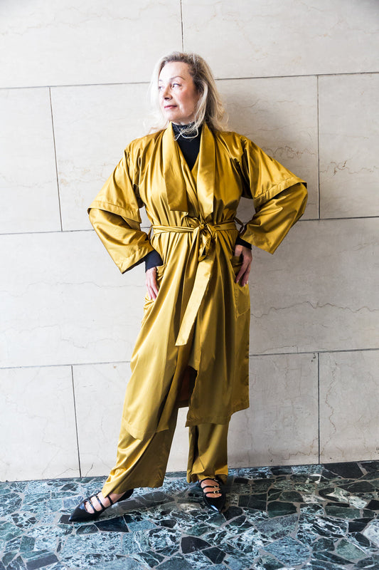 Recycled Polyester Mid Season Trench - Black/Olive/Ocra Newlife-0