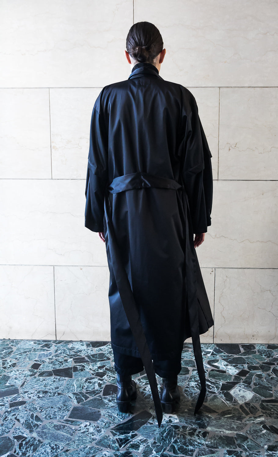 Recycled Polyester Mid Season Trench - Black/Olive/Ocra Newlife-3