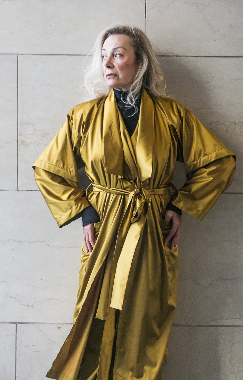 Recycled Polyester Mid Season Trench - Black/Olive/Ocra Newlife-6