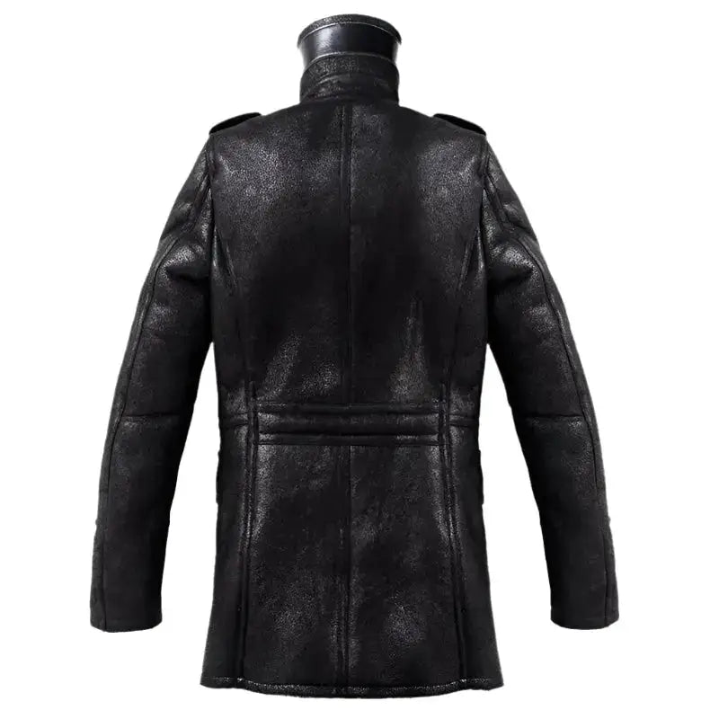 Men’s Long Black Sheepskin Fur Coat-1