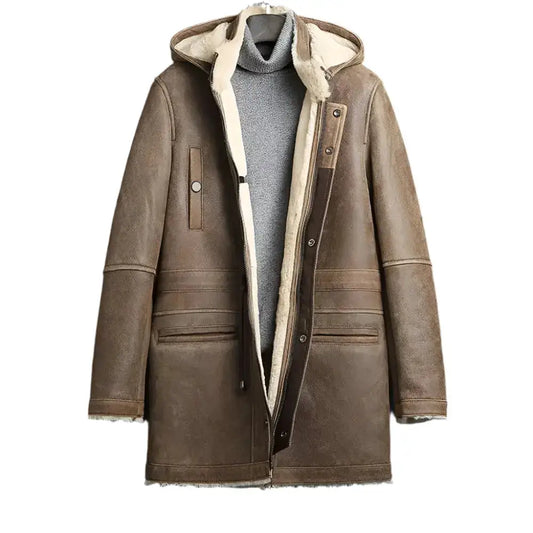 Mens Shearling Winter Long Coat-0