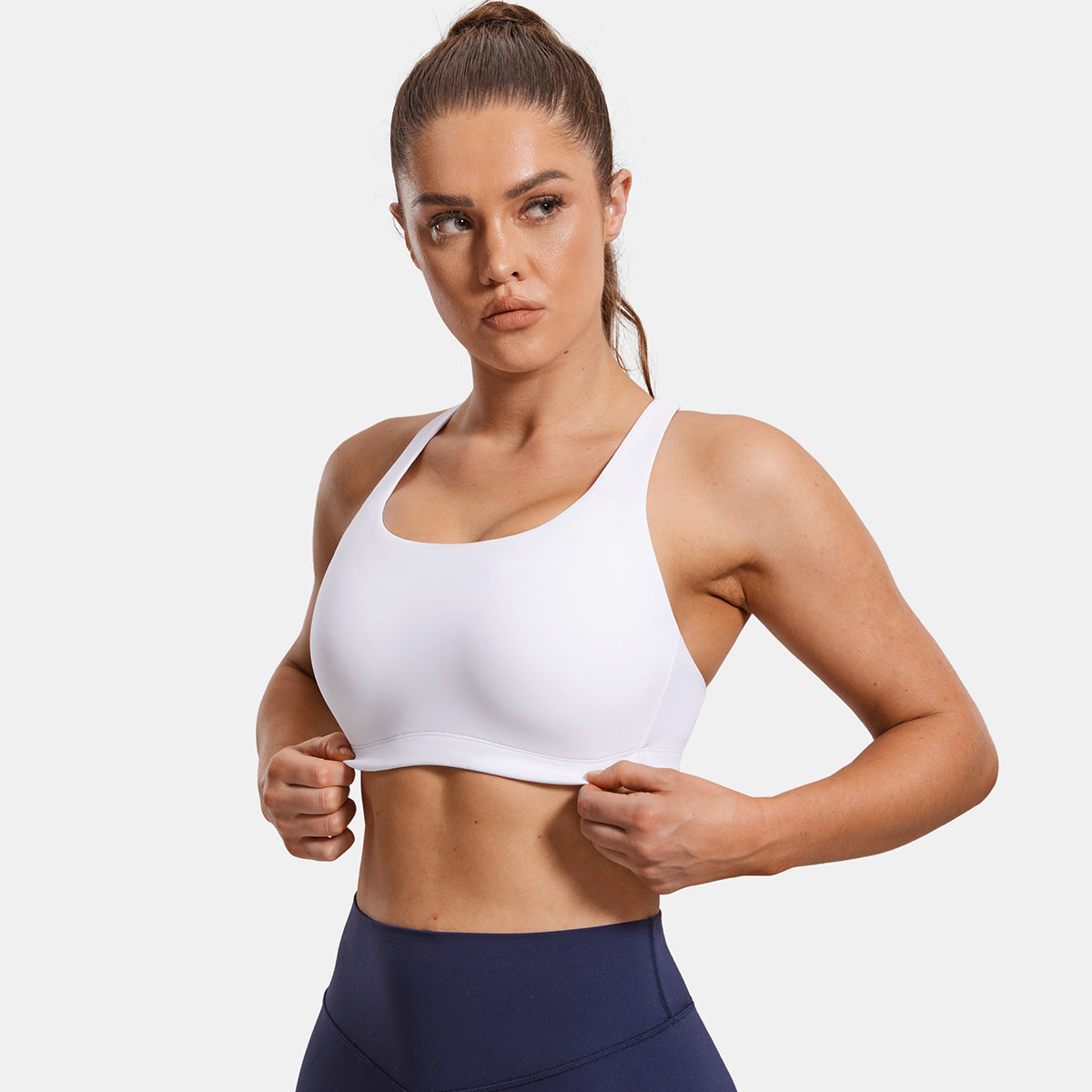 Power On High Impact Padded White Sports Bras-1
