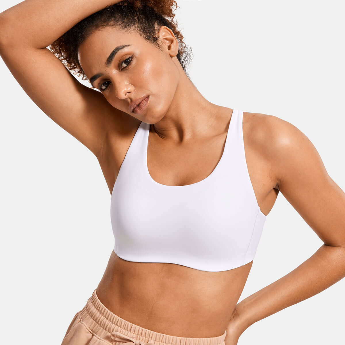 Power On Molded Cup Strappy Racerback Wireless Sports Bra-4